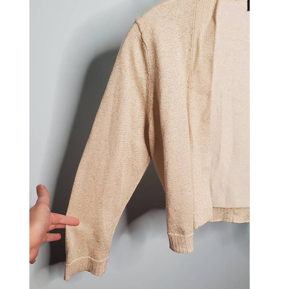 GRACE Knit Dressing Y2K Chic Cream & Gold Subtle Sparkly Lightweight Cardigan - Picture 4 of 7